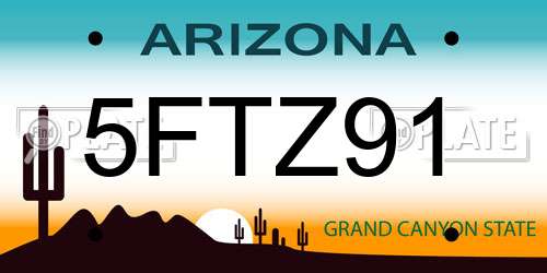 5FTZ91 Arizona License Plate