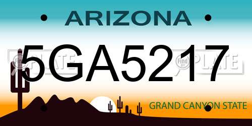5GA5217 Arizona License Plate