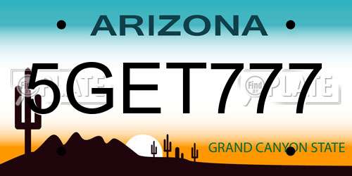 5GET777 Arizona License Plate