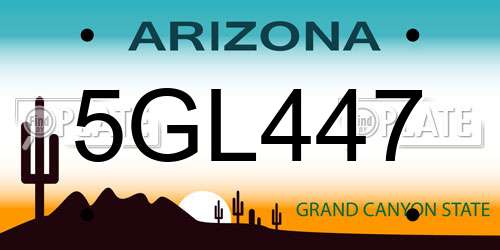 5GL447 Arizona License Plate