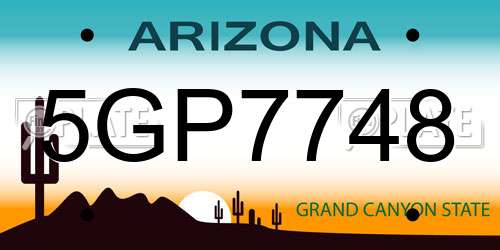 5GP7748 Arizona License Plate
