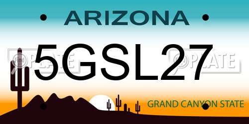 5GSL27 Arizona License Plate