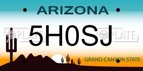 5H0SJ Arizona License Plate