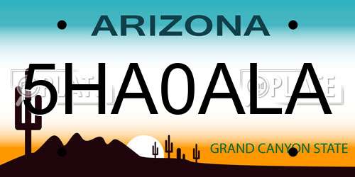 5HA0ALA Arizona License Plate