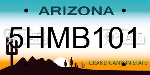 5HMB101 Arizona License Plate