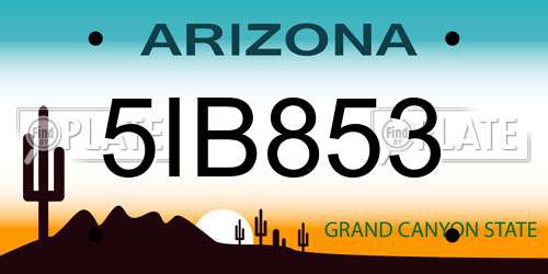 5IB853 Arizona License Plate