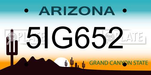 5IG652 Arizona License Plate