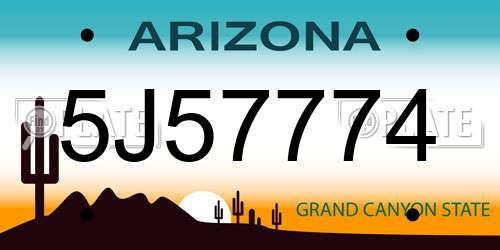 5J57774 Arizona License Plate