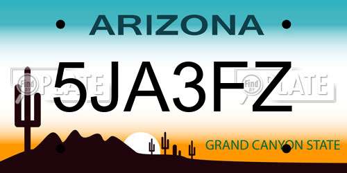 5JA3FZ Arizona License Plate