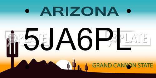 5JA6PL Arizona License Plate