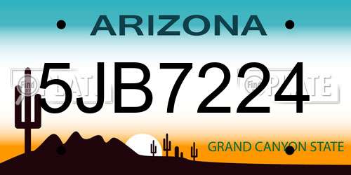 5JB7224 Arizona License Plate