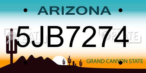 5JB7274 Arizona License Plate