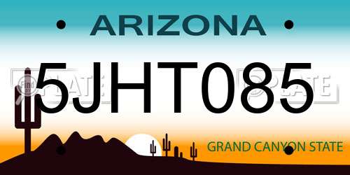 5JHT085 Arizona License Plate