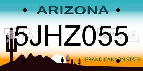 5JHZ055 Arizona License Plate