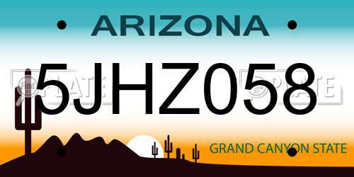 5JHZ058 Arizona License Plate