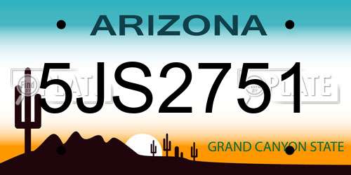 5JS2751 Arizona License Plate