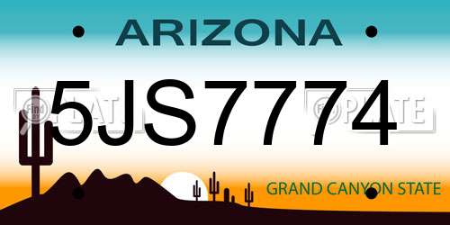 5JS7774 Arizona License Plate