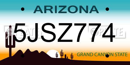 5JSZ774 Arizona License Plate
