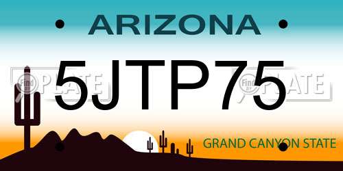 5JTP75 Arizona License Plate