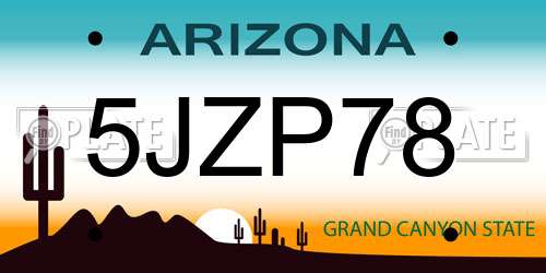 5JZP78 Arizona License Plate
