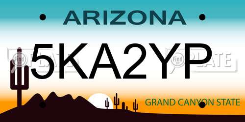 5KA2YP Arizona License Plate