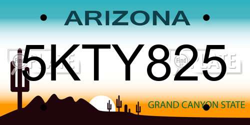 5KTY825 Arizona License Plate