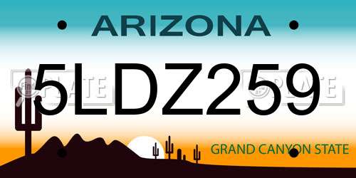 5LDZ259 Arizona License Plate