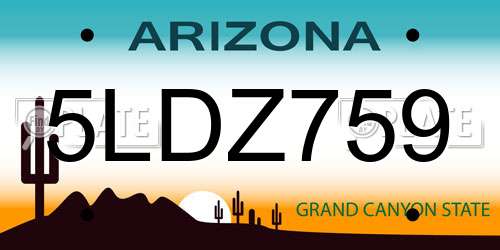 5LDZ759 Arizona License Plate
