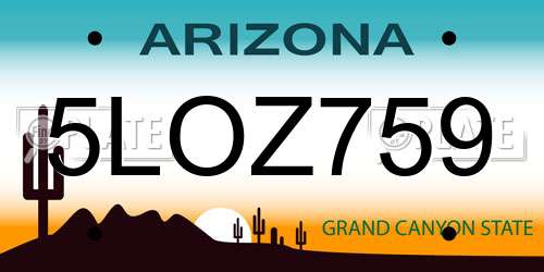 5LOZ759 Arizona License Plate
