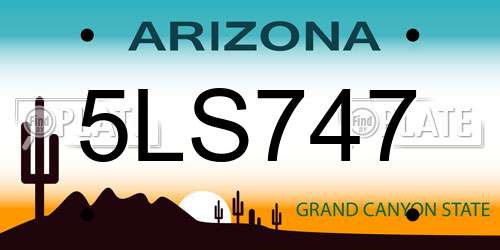 5LS747 Arizona License Plate