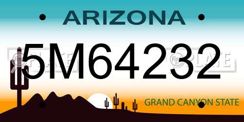 5M64232 Arizona License Plate