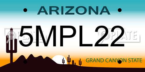 5MPL22 Arizona License Plate
