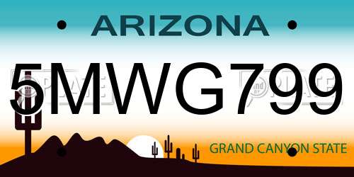 5MWG799 Arizona License Plate