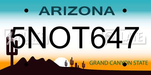 5NOT647 Arizona License Plate