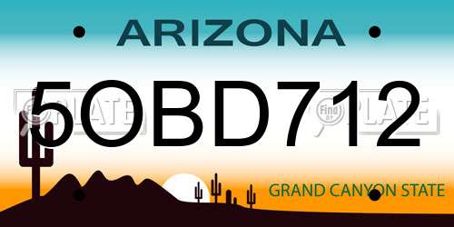 5OBD712 Arizona License Plate