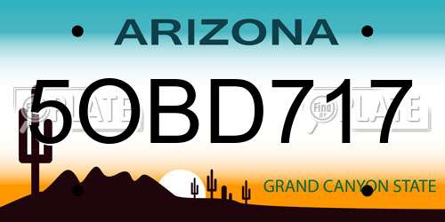 5OBD717 Arizona License Plate