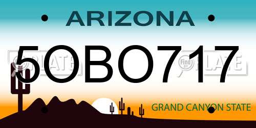 5OBO717 Arizona License Plate