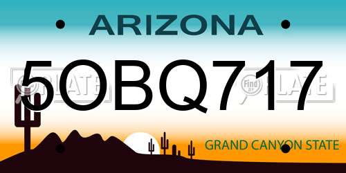 5OBQ717 Arizona License Plate