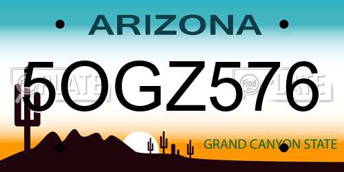 5OGZ576 Arizona License Plate