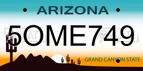 5OME749 Arizona License Plate