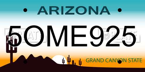 5OME925 Arizona License Plate