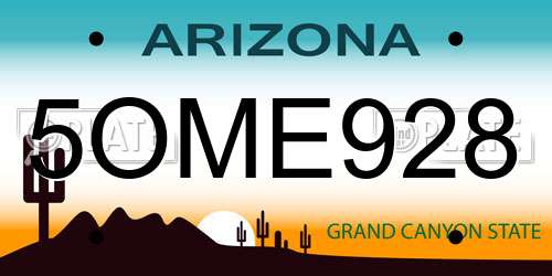 5OME928 Arizona License Plate