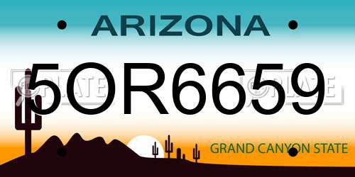 5OR6659 Arizona License Plate