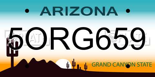 5ORG659 Arizona License Plate
