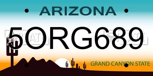 5ORG689 Arizona License Plate