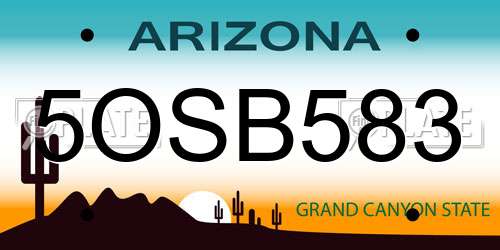 5OSB583 Arizona License Plate
