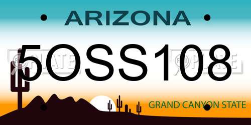 5OSS108 Arizona License Plate