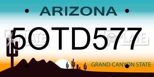5OTD577 Arizona License Plate