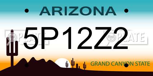 5P12Z2 Arizona License Plate
