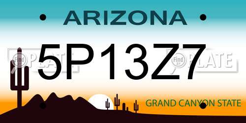 5P13Z7 Arizona License Plate